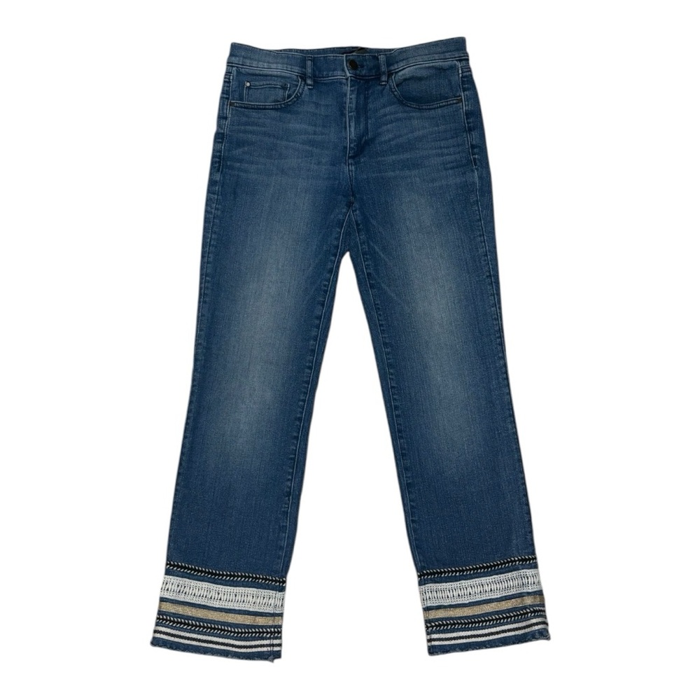 Ann Taylor Women’s Blue Cropped Jeans with Embroidered Hem in Size 6